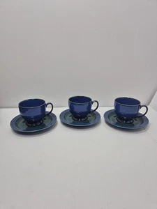 Denby Metz blu cobalto e verde - tazza e piattino X3 - Foto 1 di 8