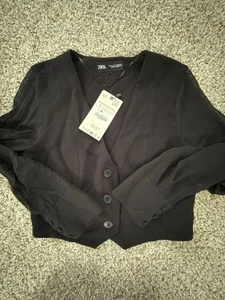 Giacca blazer nera cropped ZARA NUOVA CON ETICHETTA - donna taglia S - versatile e chic! - Foto 1 di 5