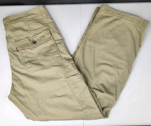 Vintage Levis Cargo Pants Mens 36x34 Loose Straight Beige Baggy Skate Y2K Cotton - Picture 1 of 17