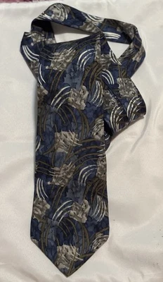 Croft & Barrow Basics Navy Abstract Print 100% Imported Silk Men’s Tie - Image 1 of 4