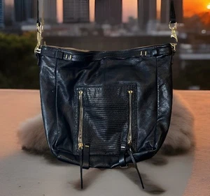 She+lo Black Leather Hobo Bag Purse - Picture 1 of 4
