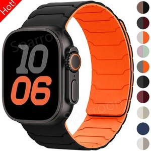 Magnetic Silicone Band Strap for Apple Watch 10 9 8 7 6 SE 44/45/46/49mm Ultra 2 - Picture 1 of 34