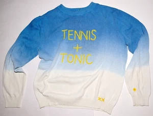 WILDFOX "Tennis & Tonic" Cotton Sweater M Ombre Blue Yellow Pullover FreeS&H - Picture 1 of 8