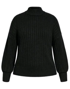 City Chic Xs Knit Jumper Underground Black Plus Size 14/16 - Picture 1 of 3