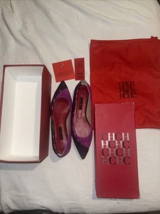 Carolina Herrera Purple And Blue Flats 100% GOAT Hair Shoes Size 39 - Picture 1 of 8