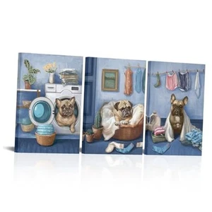 Laundry Room Canvas Wall Art Funny Laundry Sign Painting 24L" x 16W" blue - Picture 1 of 7