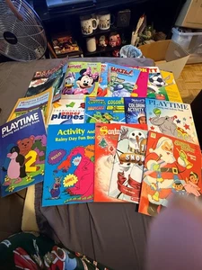 19 Vintage Coloring, Activity, Stickers & Puzzle Books-FUN & Games - Picture 1 of 11