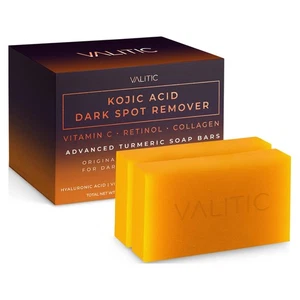 VALITIC Kojic Acid Dark Spot Remover Soap Bars with Vitamin C, Retinol, Collagen - Picture 1 of 7