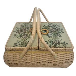 Nähkästchen Korb Inhalt Konvolut Baumwolle Knöpfe Nadeln elastisch 12"x7" - Bild 1 von 12