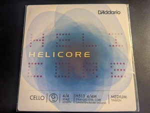 D'Addario Helicore Cello G String H511 4/4M Size Medium Tension, NEW & SEALED - Picture 1 of 2