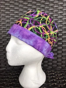 Mardi Gras ⚜️ Surgical Cap Nurses Scrub Hat Womens USA 🇺🇸 Made Cotton - Picture 1 of 2
