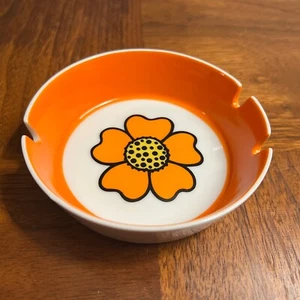 Groovy Vintage Flower Power Aschenbecher Orange Blume Aschenbecher Zigarette Stylecraft - Bild 1 von 6
