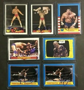 7 1980's WWF WRESTLING AUTOGRAPHED CARDS:ATLAS,MURACO,SANTANA,STEELE,MARTEL AUTO - Picture 1 of 5