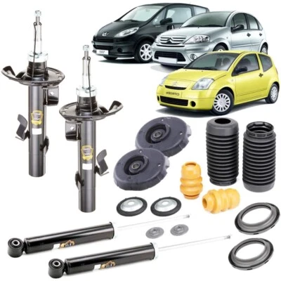 AMMORTIZZATORI E TAMPONI KIT COMPLETO PER CITROEN C2 C3 1.1 - 1.4 - 1.6 HDi  - Immagine 1 di 4