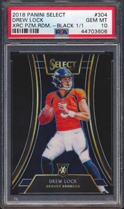 2018 PANINI SELECT DREW LOCK #304 XRC BLACK PRIZM ROOKIE 1/1 PSA 10! - Picture 1 of 2