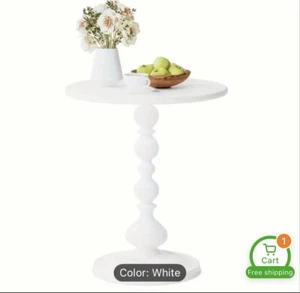 Chic Matte Metal Round Side Table - Perfect for Living Room Corners- White - Picture 1 of 4