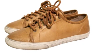 Frye Chambers Leather Low Top Shoes Lace Up Sneakers Brown Cognac Women's 6 M - Picture 1 of 10