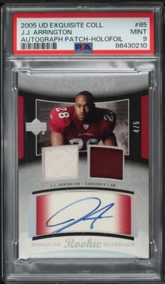 2005 Exquisite Collection Holofoil J.J. Arrington ROOKIE PATCH AUTO /5 #85 PSA 9 - Image 1 of 2