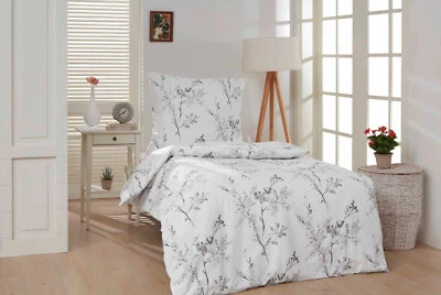 2tlg. Bettwäsche  Bettgarnitur Baumwolle Renforce 135x200  155x220cm Cikory weiß - Bild 1 von 3