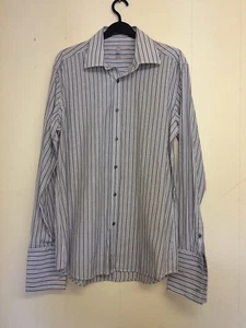 Lovely Grey & White Stripe Long Sleeve Shirt from M&S - Size 15.5 Reg - Fab! - Picture 1 of 4