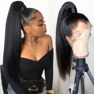 Peluca de encaje completa 360 cabello humano pre arrancada recta transparente encaje frontal pelucas - Imagen 1 de 16