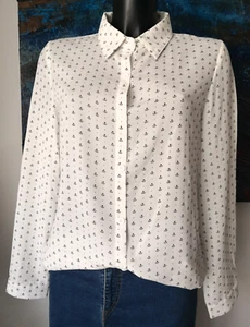 Damen Bluse BY CLARA Paris ecru und schwarz Ankermuster Gr. M sehr guter Zustand - Bild 1 von 7