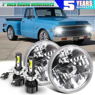 For 1967-1972 Chevy C10 7 inch Round LED Headlight Round DOT Approved Hi/Lo Lamp - Image 1 of 4