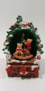 Three Hands Corp Teddy Bear Christmas Music Box No 98649 San Francisco Music Box - Picture 1 of 9