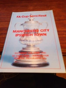 1981 FA Cup Semi-Final Programme, Manchester City vs Ipswich Town. Mint Condit - Picture 1 of 5
