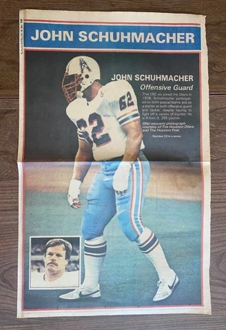 JOHN SCHUMACHER HOUSTON OILERS - HOUSTON POST NEWSPAPER POSTER-11/18/1984-22X28 Cover