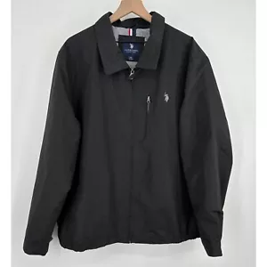 U.S Polo Assn USPA Giacca da Golf Uomo 2XL Nero Full Zip Logo - Foto 1 di 8
