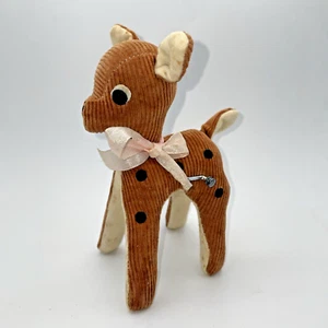 Vintage Musical Handmade Novelty Toy Japan Corduroy Plush Fawn Reindeer Bambi - Picture 1 of 13