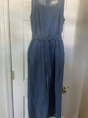 Mono Madewell Muralista Denim Azul Corbata Cintura Pierna Ancha S Foto 1 de 4