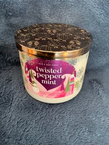 Bath And Body Works TWISTED PEPPERMINT 3 Wick Candle Large Jar NEW Refreshing - Picture 1 of 5