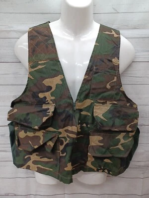 Mens Sports Afield Vest Cotton Camouflage Game Bag Hunting/Shooting Sz L - Image 1 of 4