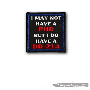 DD214 - PHD Veteran Patch 2 1/2" X 2 1/2" Embroidered Patch - Hook and Loop Back - Picture 1 of 2