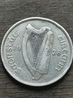 Original Fine 1928 Ireland Irish .750 Silver Florin Coin, w Holder Included