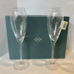 Neu im Karton Paar zwei Lenox Promises Hochzeit geätzte Sektgläser Flöten 9 7/8 Zoll - Bild 1 von 12