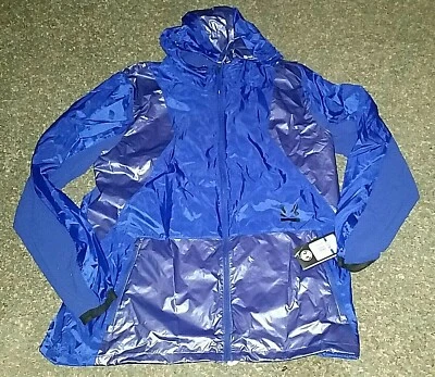 NWT MSRP $150 Mens under armour Heat Gear Jacket Hood Blue Windbreaker Coat Zip - Image 1 of 4