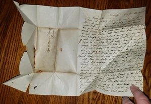 1848 letter to Boston amazing folding to make two page letter into envelope - Picture 1 of 5