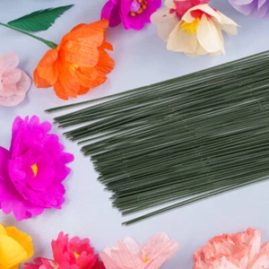 100 Pezzi Filo Palo Fiore Verde per Composizioni Fiori Bastoncini Artificiali - Foto 1 di 12