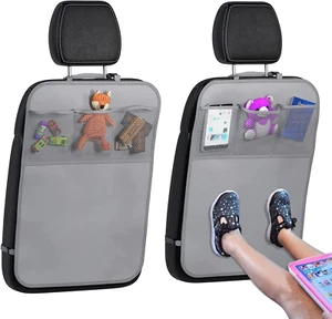 Back Seat Cover for Kids + 3 Pocket Storage Organizer, 2 Pack X-Large Multifunct - Picture 1 of 12