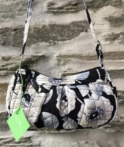 NEW NWT Vera Bradley Frannie Camellia Crossbody Bag Black White Floral - Picture 1 of 13