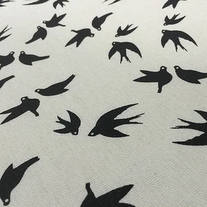 White & Black Doves Design Canvas Fabric for Craft Upholstery Curtain 59" Wide - Picture 1 of 2