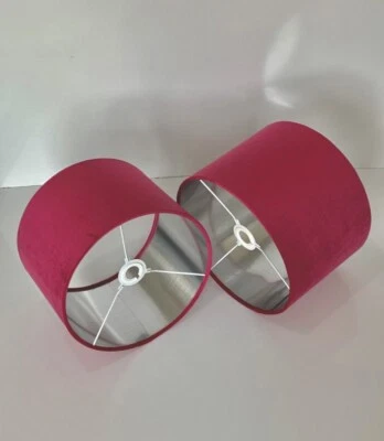 новая роскошная обивка из бархата Fuchsia с серебристой подкладкой фонаря Pendant Light Shade - Изображение 1 из 3