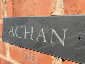 Quality natural riven Slate House Sign 12" X 4" 300mm x 100mm Any Name / Number - Picture 1 of 4