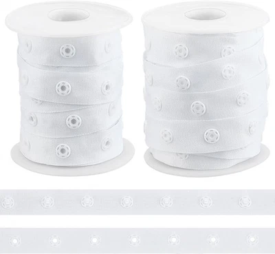Cinta de botón a presión de costura de 9,5 ~ 10 yardas Cinta de botón de presión blanca poliéster B... Foto 1 de 4