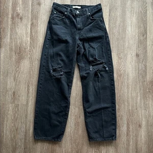 Levi's Damen Jeans schwarz Baggy Dad Distressed Größe 26 Baumwolle - Bild 1 von 5