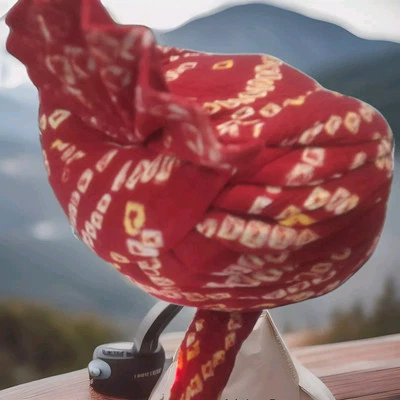 Traditional Ready Made Bandhani Red Color Groom, Wedding,Party Wear Turban:Large - Image 1 of 4