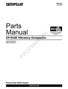 Caterpillar CP 533E Vibratory Compactor Parts Catalog Manual - Picture 1 of 1